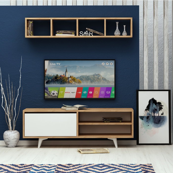 Hanah Home Mueble de TV Duku Roble y Blanco